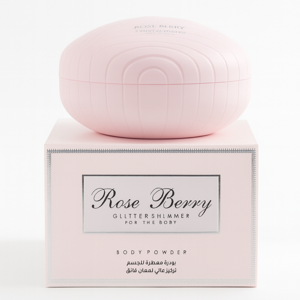 Rose Berry Glitter Shimmer Body Powder - Luminous Shine Rose Berry Body Powder  Pinky Cosmetics