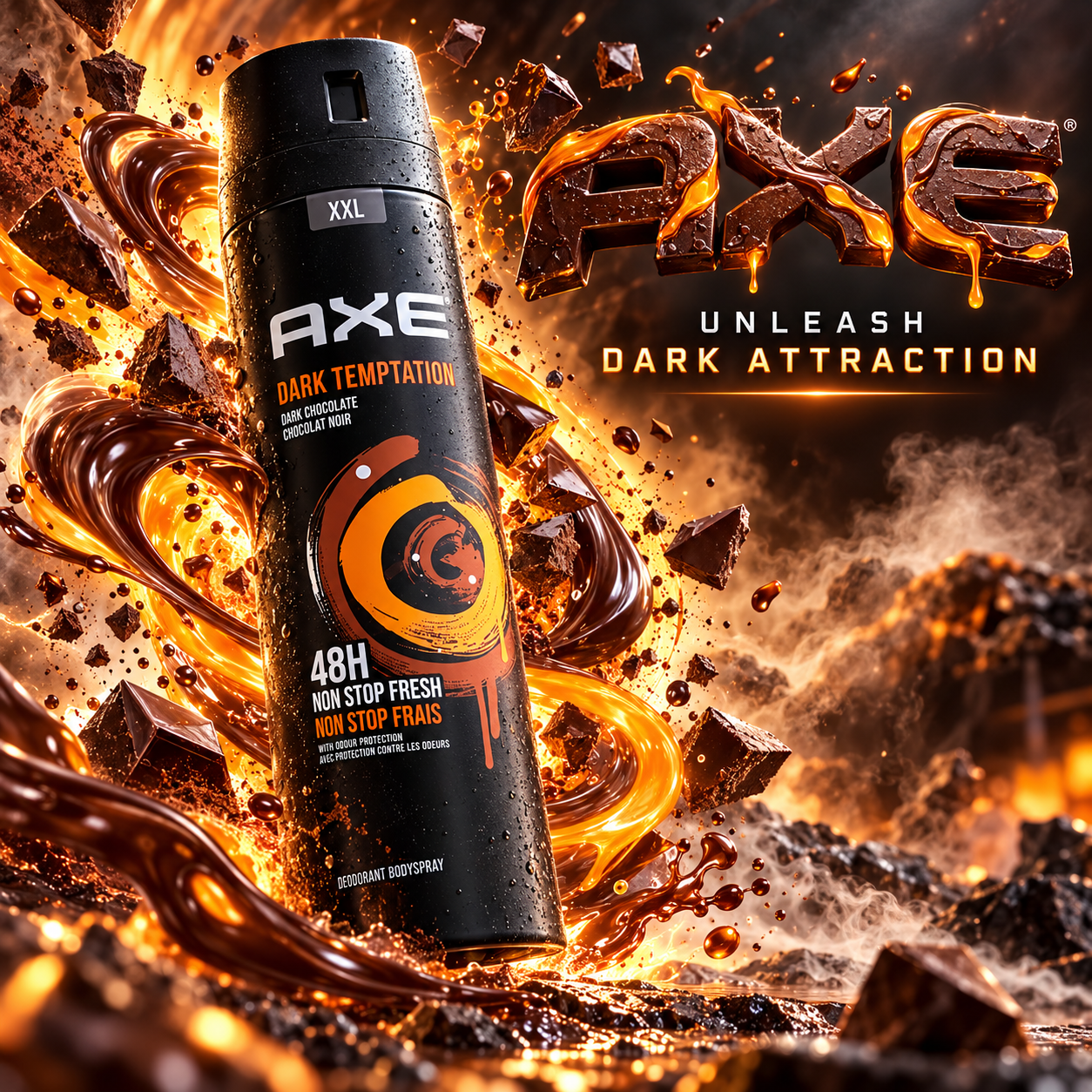 AXE Dark Temptation Body Spray – Dark Chocolate, 48H AXE Deodorant Body Spray  Pinky Cosmetics