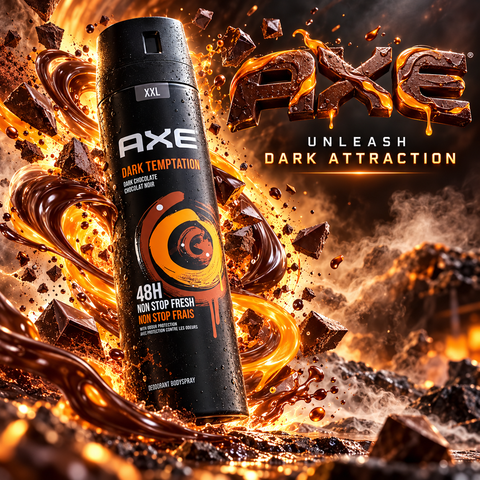 AXE Dark Temptation Body Spray – Dark Chocolate, 48H AXE Deodorant Body Spray  Pinky Cosmetics