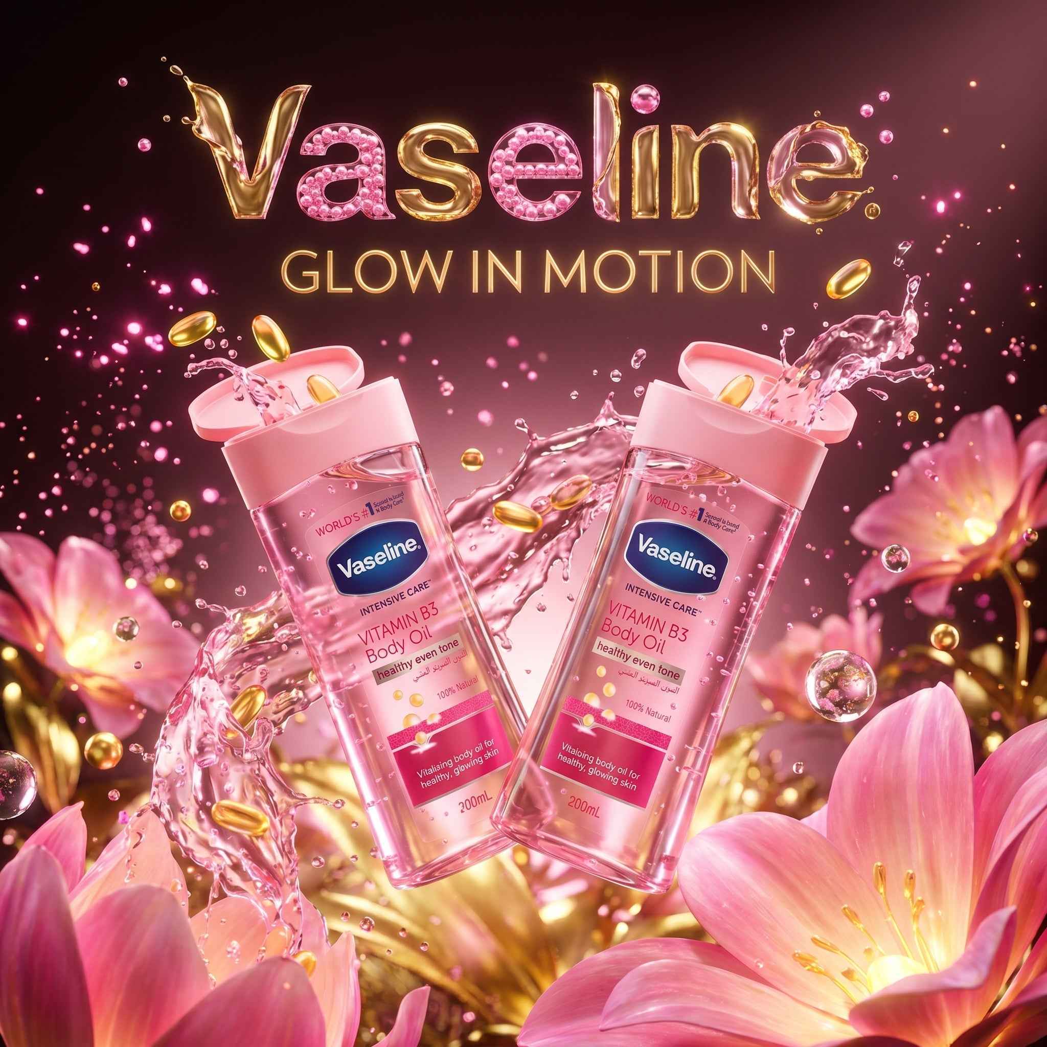 Vaseline Vitamin B3 Body Oil 200ml - Healthy Even Tone & Glow