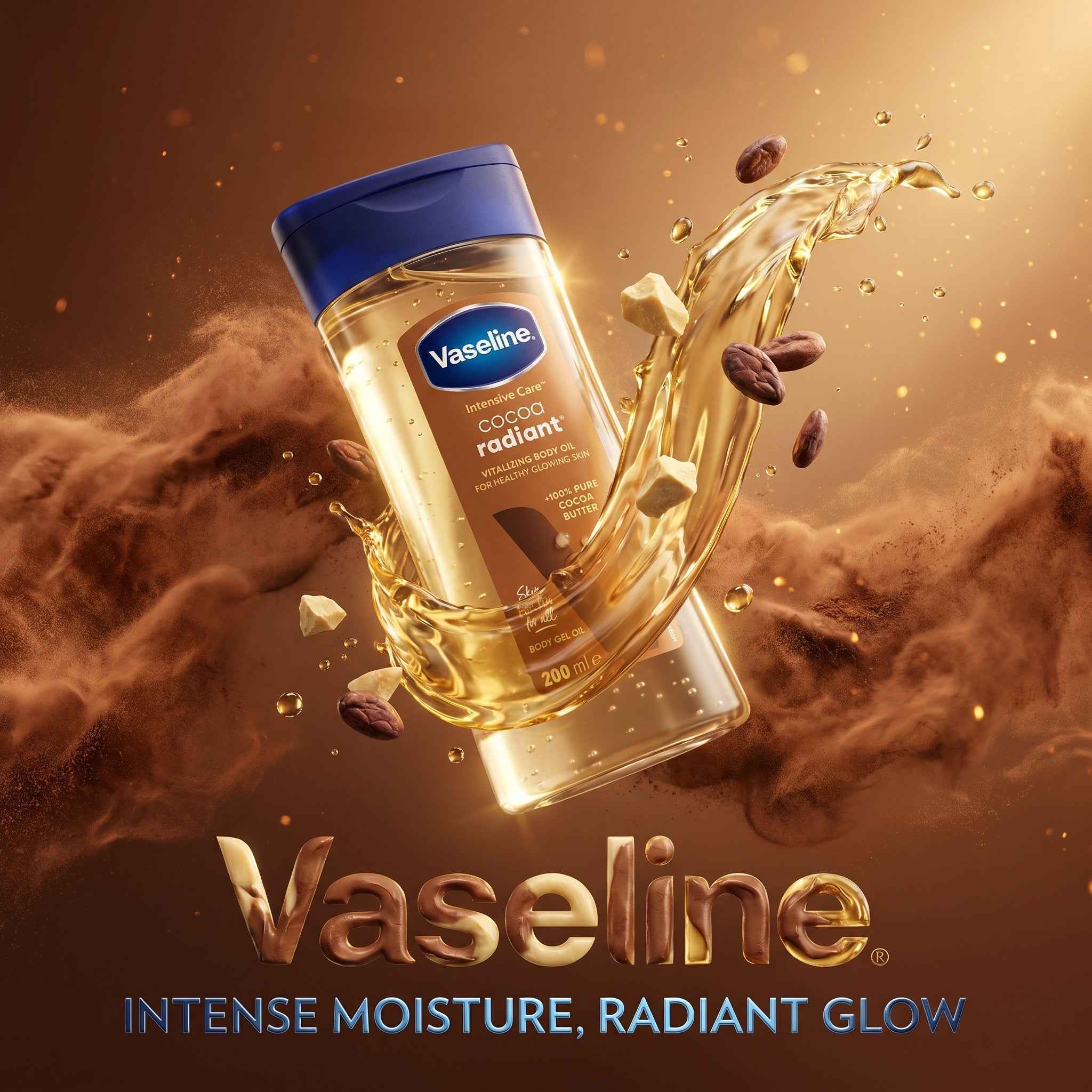 Vaseline Cocoa Radiant Body Oil 200ml - Glowing Skin with Cocoa Butter