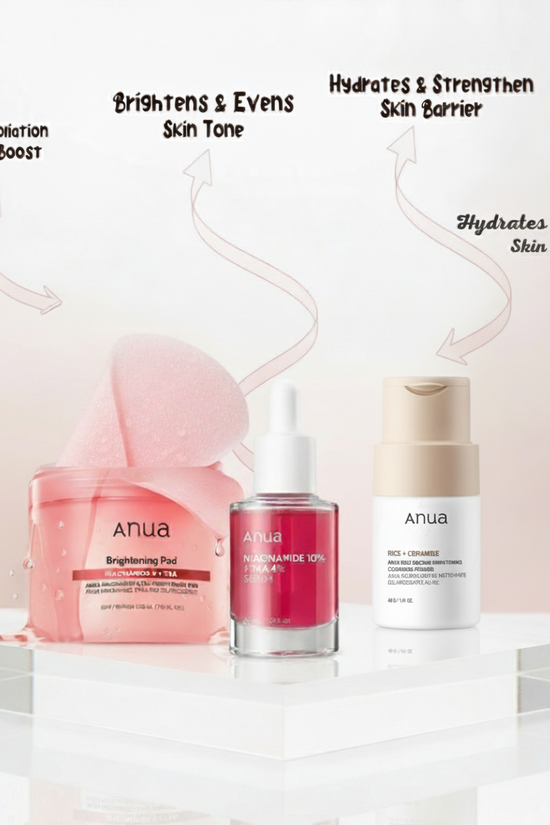 Anua Brightening Set - Niacinamide & Rice Formula Anua Skincare Set  Pinky Cosmetics