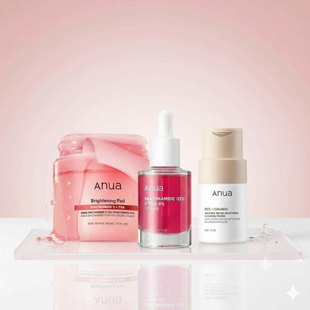 Anua Brightening Set - Niacinamide & Rice Formula Anua Skincare Set  Pinky Cosmetics