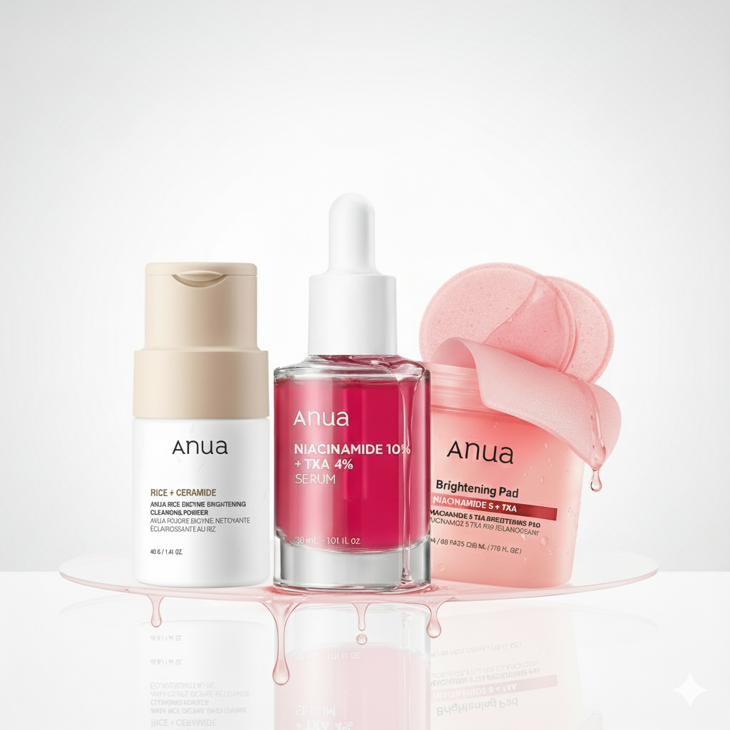 Anua Brightening Set - Niacinamide & Rice Formula Anua Skincare Set  Pinky Cosmetics