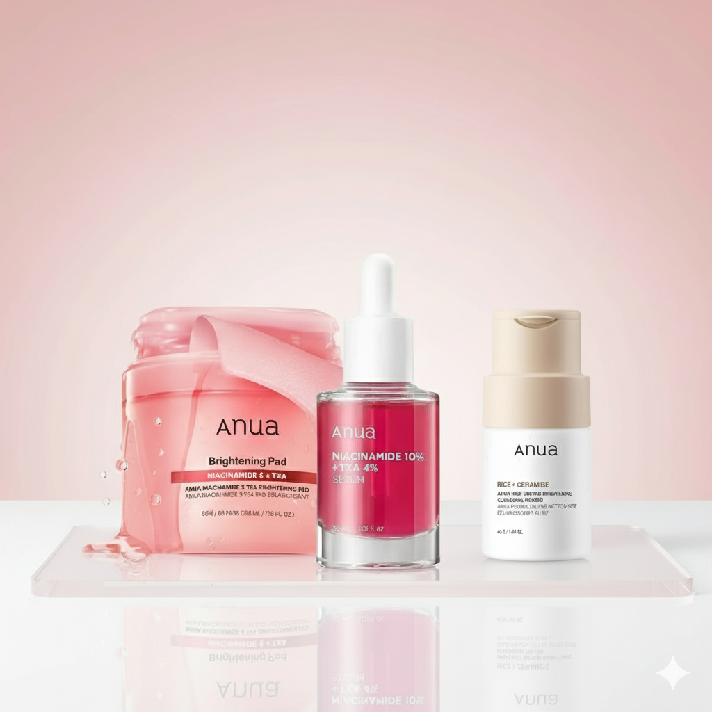 Anua Brightening Set - Niacinamide & Rice Formula Anua Skincare Set  Pinky Cosmetics