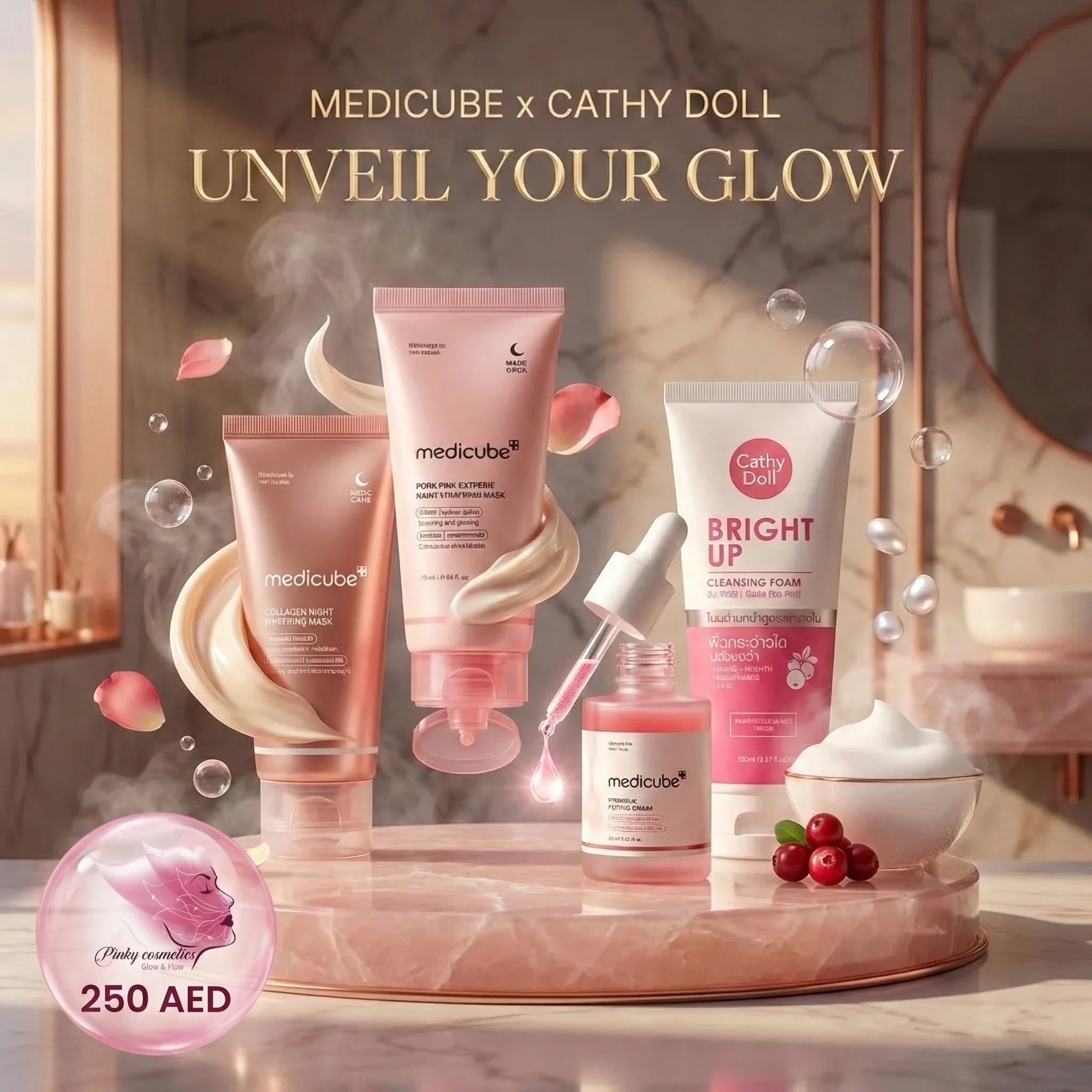 Buy medicube skincare bundle- Medicube Night Care & Cathy Doll Bright Up Set | مجموعة العناية بالبشرة الكورية - offer set - Medicube & Cathy Doll -- United Arab Emirates -- Pinky Cosmetics