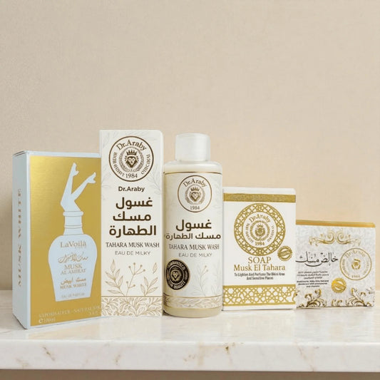Tahara Musk Feminine Hygiene & Fragrance Set-4Ps - Feminine Hygiene & Body Fragrance Set - Dr. Araby, LaVoilá -- United Arab Emirates -- Pinky Cosmetics