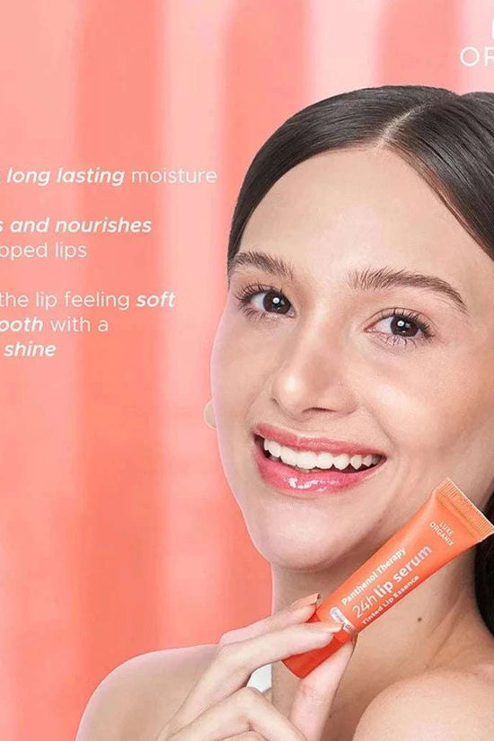 Luxe Organix lip serum in Honey Glaze offering long-lasting moisture and a healthy shine for smooth lips