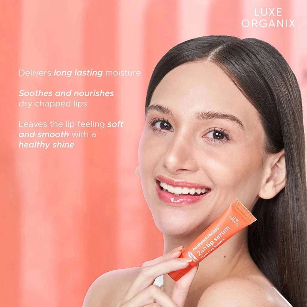 Luxe Organix lip serum in Honey Glaze offering long-lasting moisture and a healthy shine for smooth lips