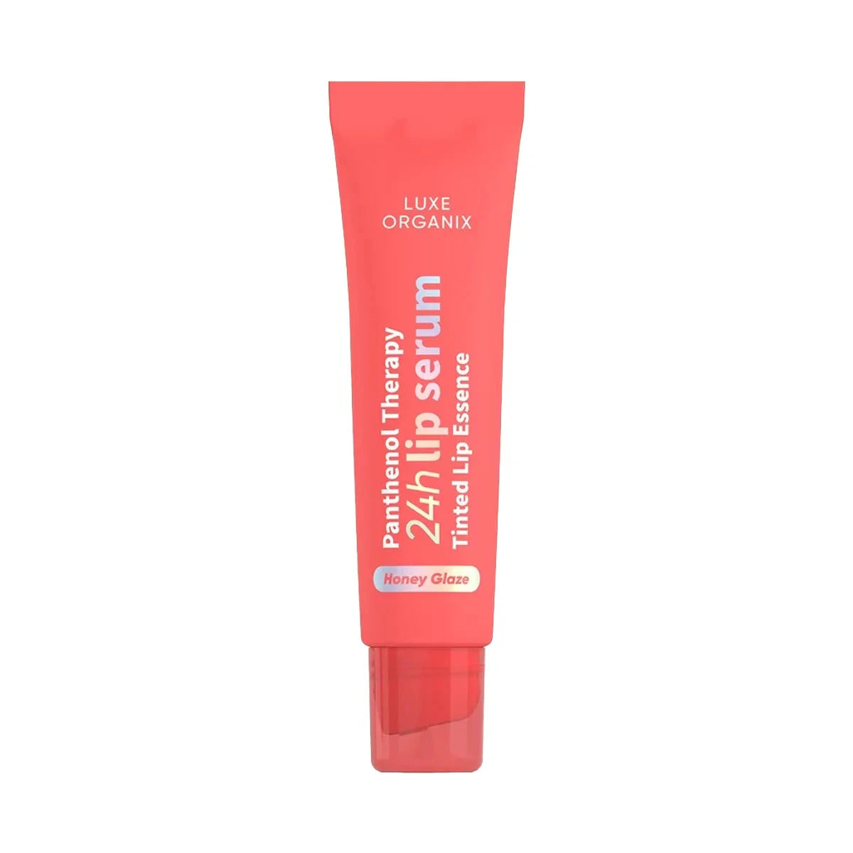 Luxe Organix lip serum in tinted Honey Glaze, featuring a sleek tube design for hydration and color enhancement