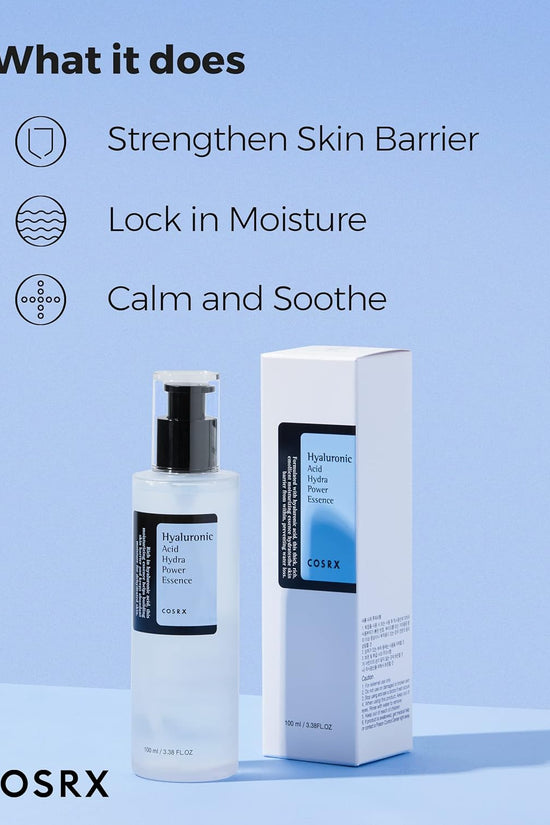 CosRx hydrating serum, a hyaluronic acid essence that strengthens skin barrier and locks in moisture