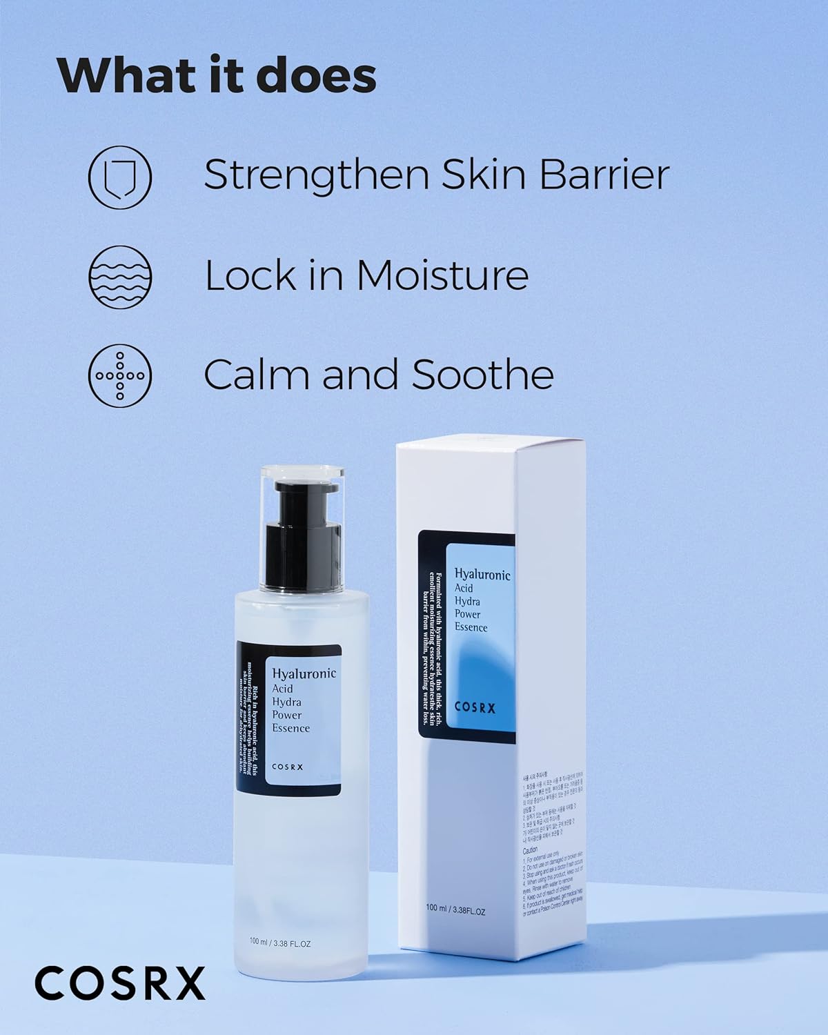 CosRx hydrating serum, a hyaluronic acid essence that strengthens skin barrier and locks in moisture