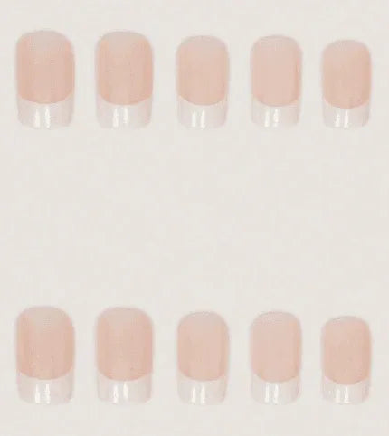 Instantly Upgrade Your Look With 24pcs Medium Square Press On Nails Set Simple White French Style Glitter Fake Nails Sweet Pink Fake Nails Full Coverage Fake Nail Tips For Women And Girls Includes 1 Sheet Adhesive Tabs & 1 Pc Mini File - - Pinky Cosmetics -- United Arab Emirates -- Pinky Cosmetics