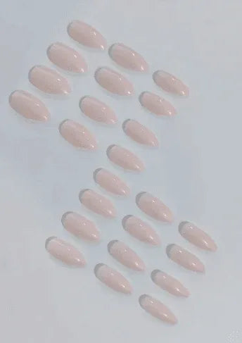 24 Pieces Pink Transparent Press-On Nails Almond Shape Gradient French Short Nails Art - - Pinky Cosmetics -- United Arab Emirates -- Pinky Cosmetics