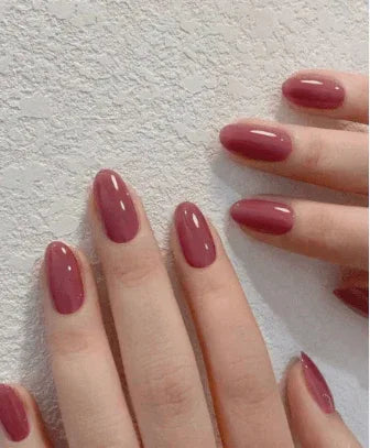 24pcs French Almond Nails - Advanced Autumn Pink Press On Nails for Women, Includes Jelly Glue and Nail File for Daily and Festival Use - - Pinky Cosmetics -- United Arab Emirates -- Pinky Cosmetics