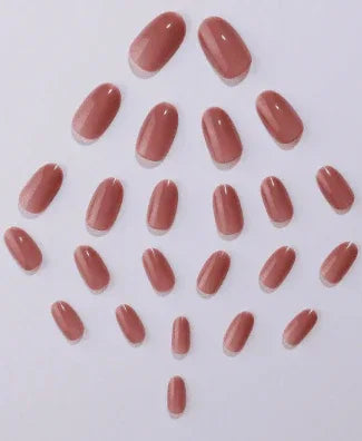 24pcs French Almond Nails - Advanced Autumn Pink Press On Nails for Women, Includes Jelly Glue and Nail File for Daily and Festival Use - - Pinky Cosmetics -- United Arab Emirates -- Pinky Cosmetics