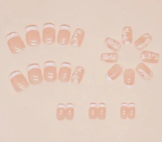 24pcs Pure White Flower Press-On Nails for Women and Girls with Jelly Gel and Nail File - Cute Sweet Nail Decoration Supplies - - Pinky Cosmetics -- United Arab Emirates -- Pinky Cosmetics