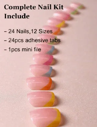 24 Pieces Pink White Gradient Nail Art of Almond Shape Press On Nails - - - Pinky Cosmetics -- United Arab Emirates -- Pinky Cosmetics