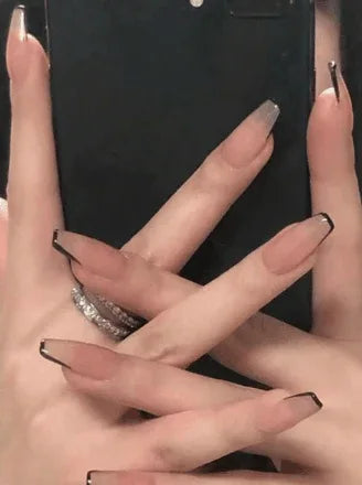 24 Pieces Pink Transparent French Press On Nails - Almond Shape Gradient Love Nail Art Kits - - Pinky Cosmetics -- United Arab Emirates -- Pinky Cosmetics