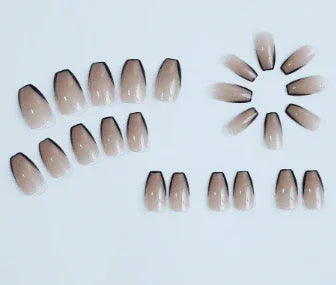 24 Pieces Pink Transparent French Press On Nails - Almond Shape Gradient Love Nail Art Kits - - Pinky Cosmetics -- United Arab Emirates -- Pinky Cosmetics