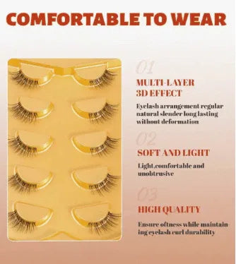 5 Pairs Wispy Cat Eye Natural Short False Eyelashes With Transparent Band, Faux Mink Lashes - - Pinky Cosmetics -- United Arab Emirates -- Pinky Cosmetics
