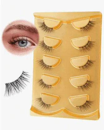 5 Pairs Wispy Cat Eye Natural Short False Eyelashes With Transparent Band, Faux Mink Lashes - - Pinky Cosmetics -- United Arab Emirates -- Pinky Cosmetics