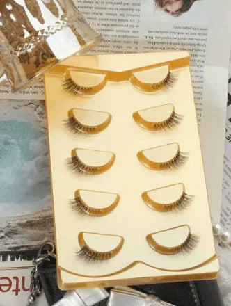 5 Pairs Wispy Catseye Natural Short Faux Mink Eyelashes With Invisible Transparent Band Lashes Makeup Cosmetics - - Pinky Cosmetics -- United Arab Emirates -- Pinky Cosmetics