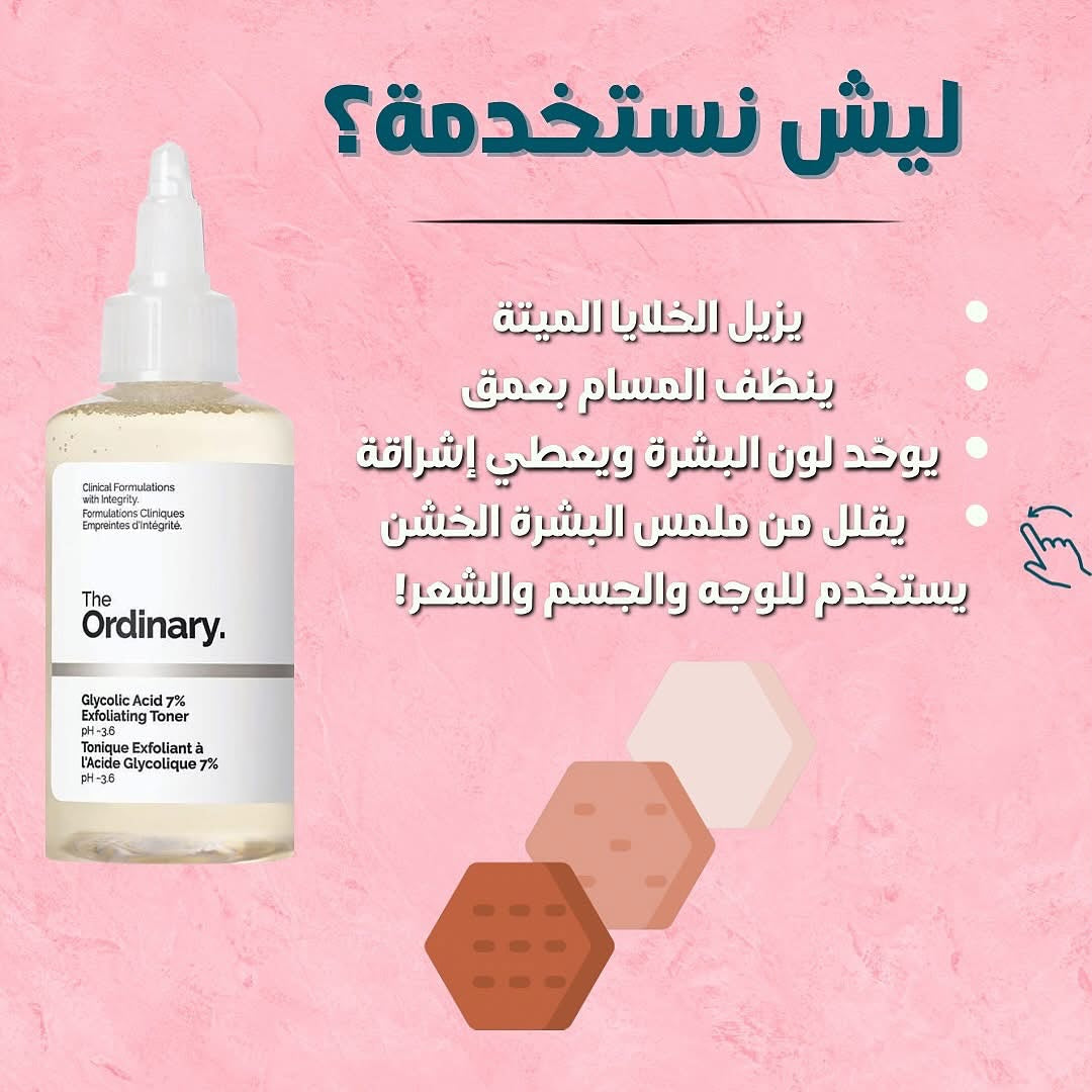 The Ordinary Glycolic Acid Toner - 7% Exfoliating Solution The Ordinary Face Toner  Pinky Cosmetics
