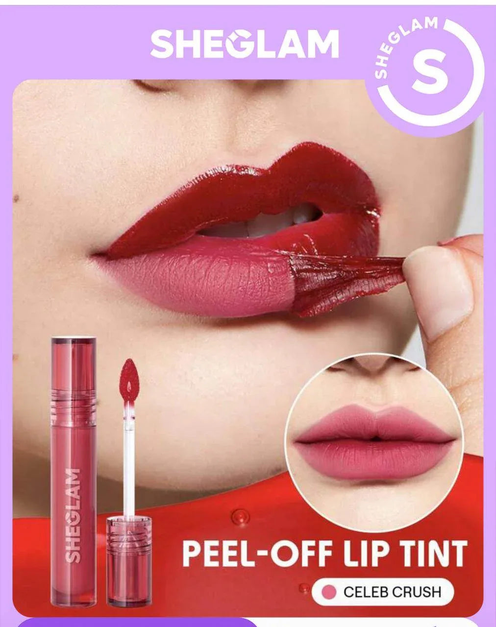 SHEGLAM PEEL-OFF LIP TINT CLEEB CRUSH - - Pinky Cosmetics -- United Arab Emirates -- Pinky Cosmetics