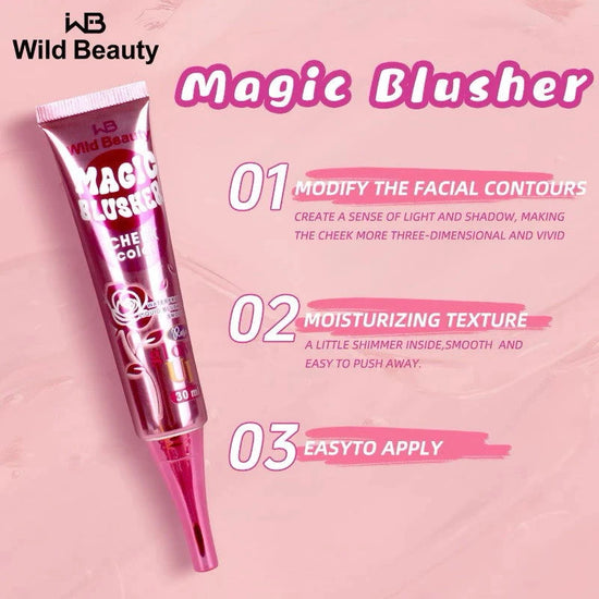 Magic blusher for face, a color-changing liquid blush that is waterproof and long-lasting, ideal for enhancing facial features.