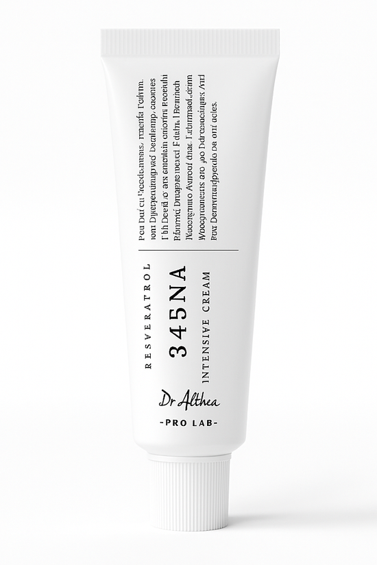 White tube of Dr. Alistha 345NA Intensive Cream on a white background