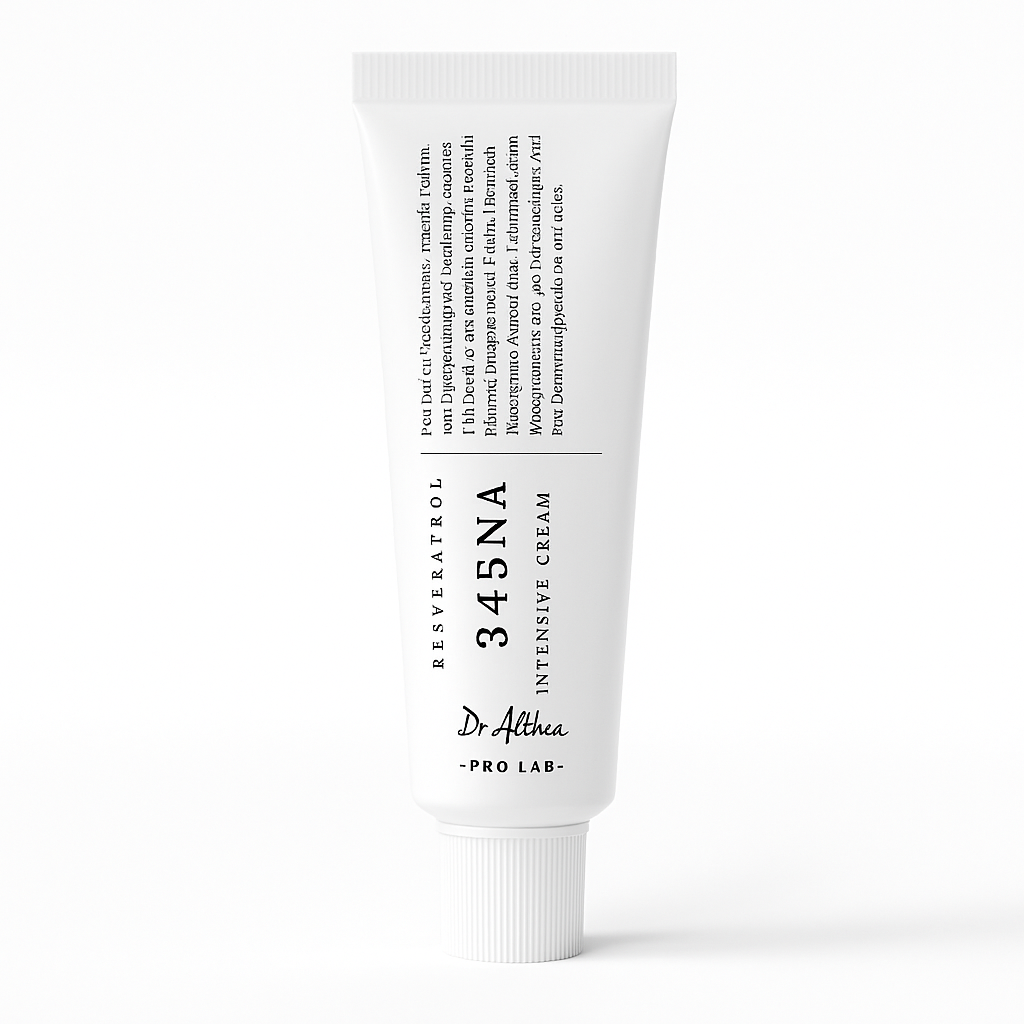 White tube of Dr. Alistha 345NA Intensive Cream on a white background