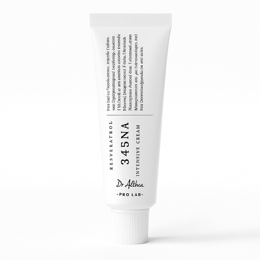 White tube of Dr. Alistha 345NA Intensive Cream on a white background