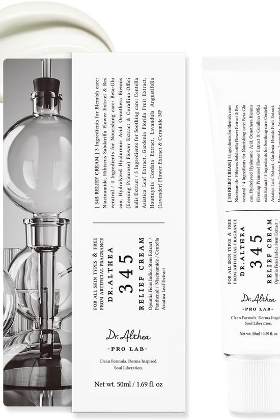 Dr. Althea skincare duo featuring 345 relief cream for clear and hydrated skin