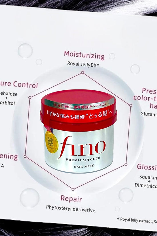 Fino hair mask Japan in a red jar with moisturizing and repair benefits for healthy hair