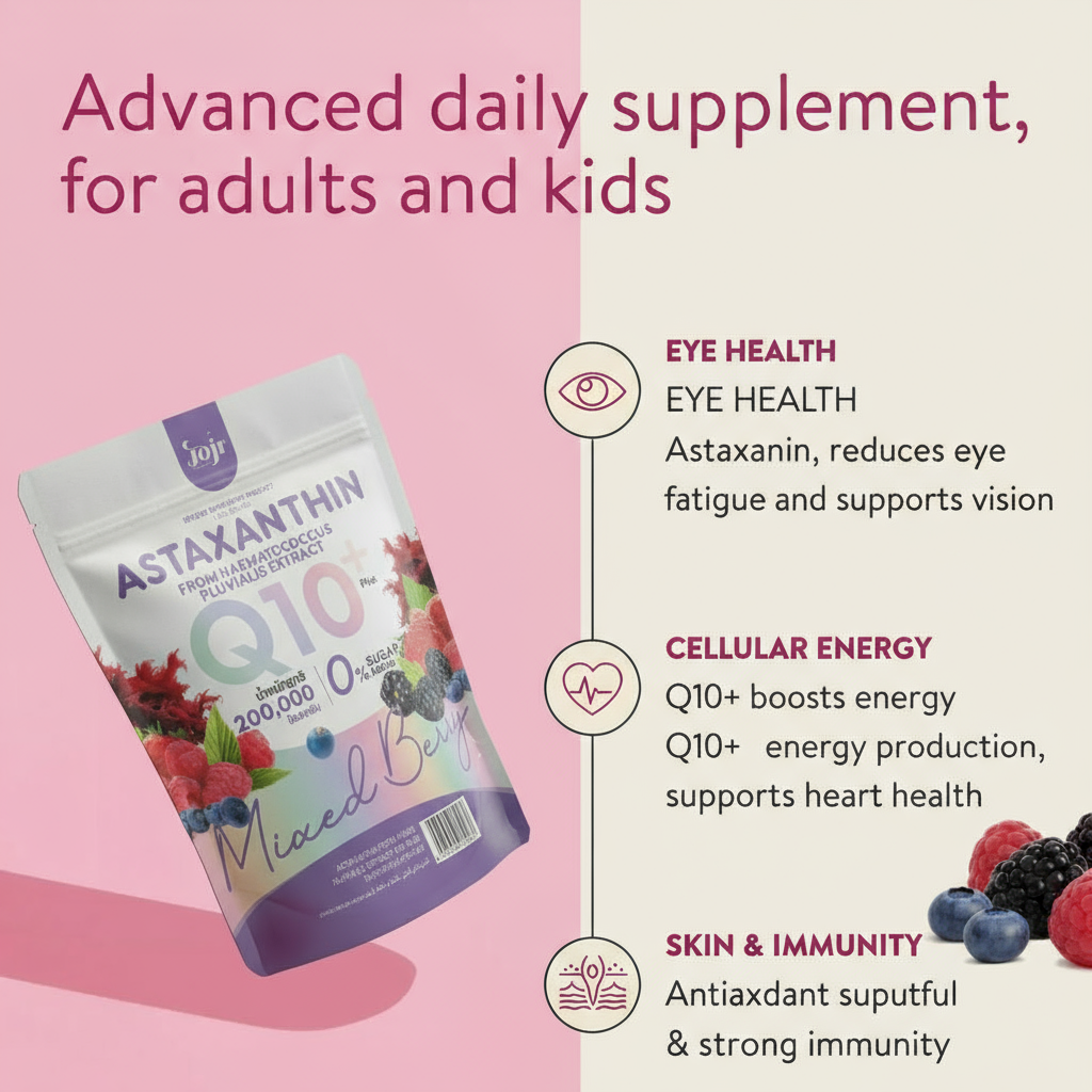 Astaxanthin Q10 Plus Mixed Berry - Jojr Antioxidant Supplement Jojr Dietary Supplement  Pinky Cosmetics