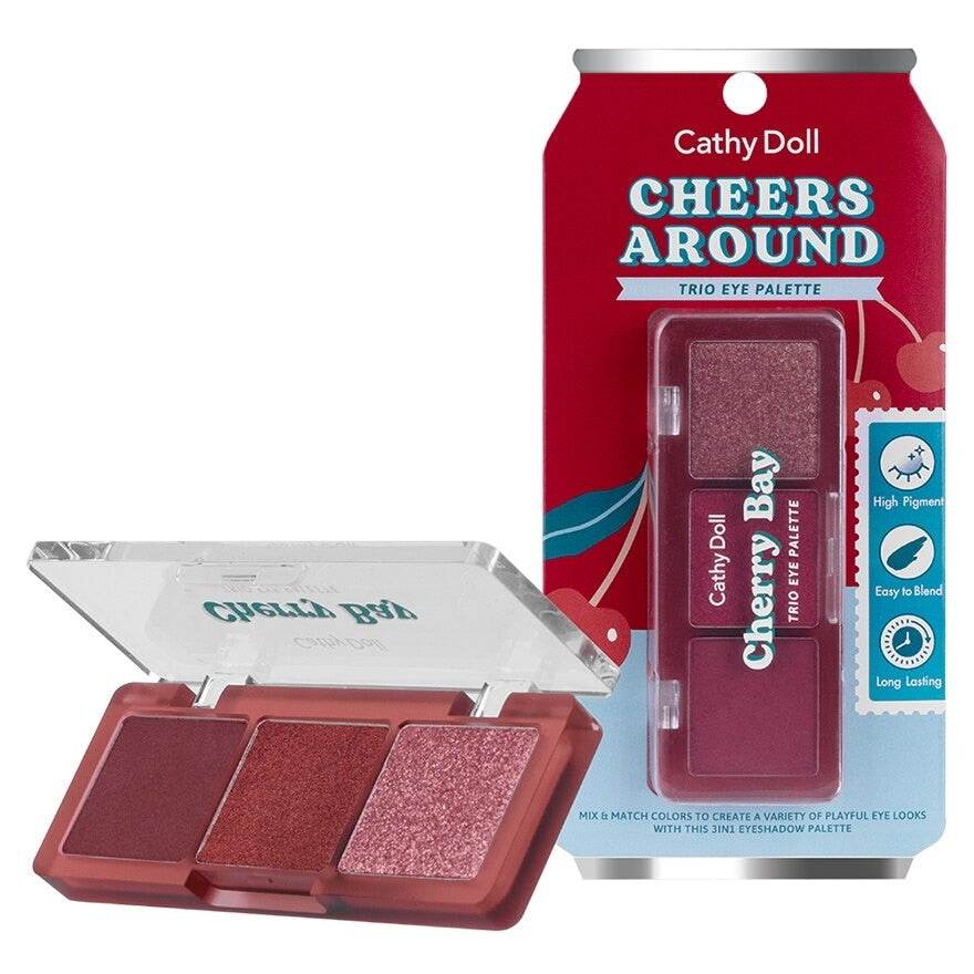Cathy Doll Cheers Around Trio Eye Palette - 6 Shades - Pinky Cosmetics