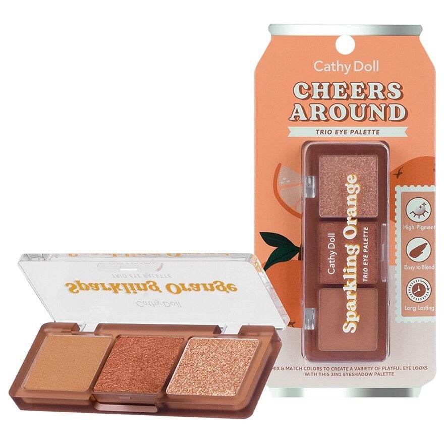 Cathy Doll Cheers Around Trio Eye Palette - 6 Shades - Pinky Cosmetics