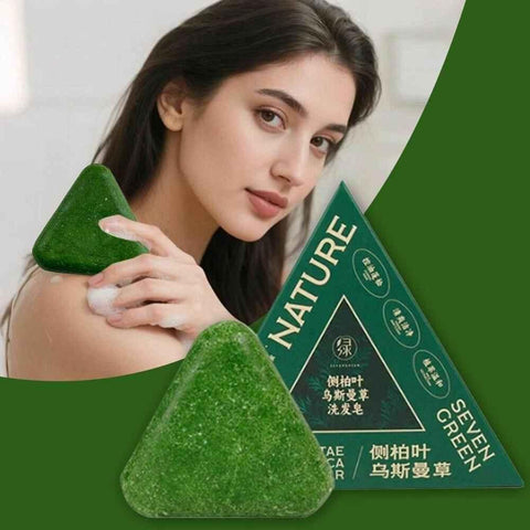 Seven Green Shampoo Bar - Nature Triangle Hair Care - Shampoo Bar - Nature Seven -- United Arab Emirates -- Pinky Cosmetics