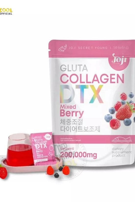 Pinky Cosmetics Gluta Collagen detox supplement in Mixed Berry flavor with a vibrant packaging design