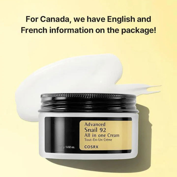 COSRX Advanced Snail 92 cream in jar for intense hydration and skin repair.