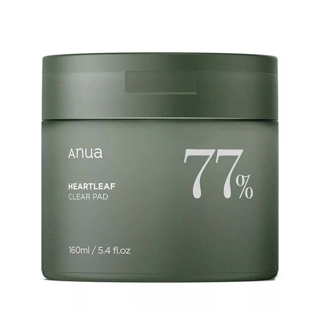Anua Heartleaf 77% Clear Pad container featuring 70 cleansing pads for skincare regimen, Anua Heartleaf Clear Pad review