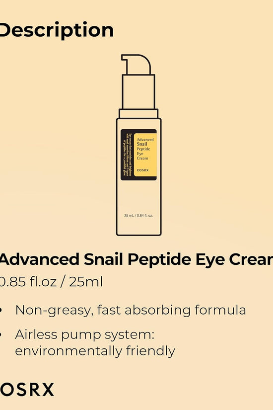 COSRX Snail Eye Cream for dark circles with 73.7% snail mucin for brightening and fine line treatment