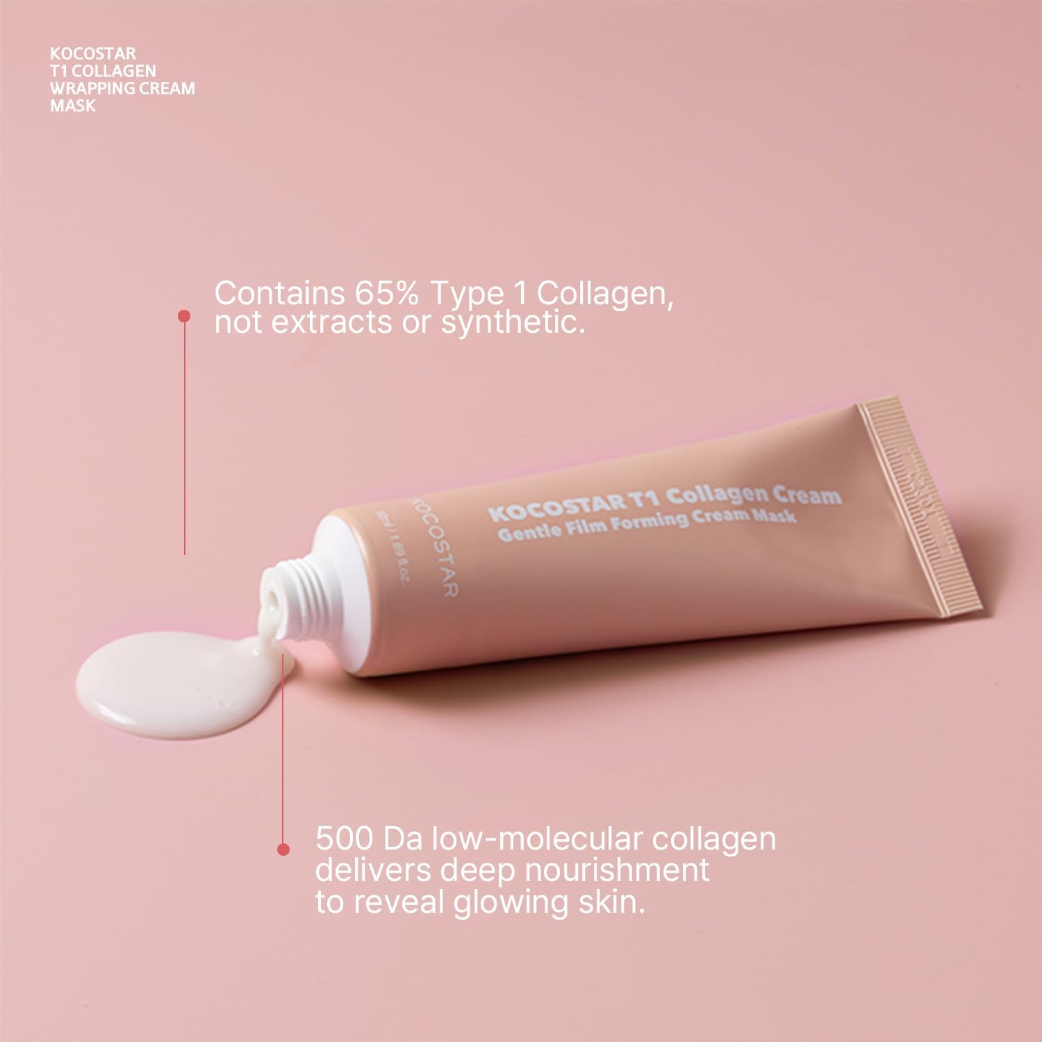 KOCOSTAR collagen cream mask tube with gentle cream formula for age-defying Korean skincare