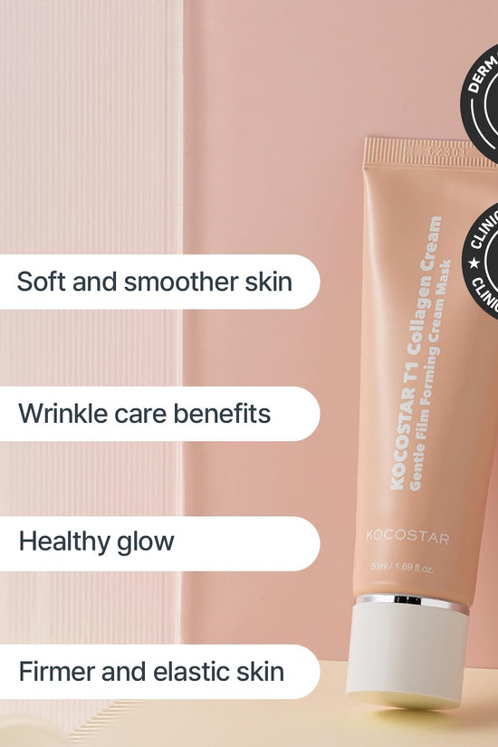 KOCOSTAR collagen cream mask in a tube offering anti-aging benefits for softer, smoother skin