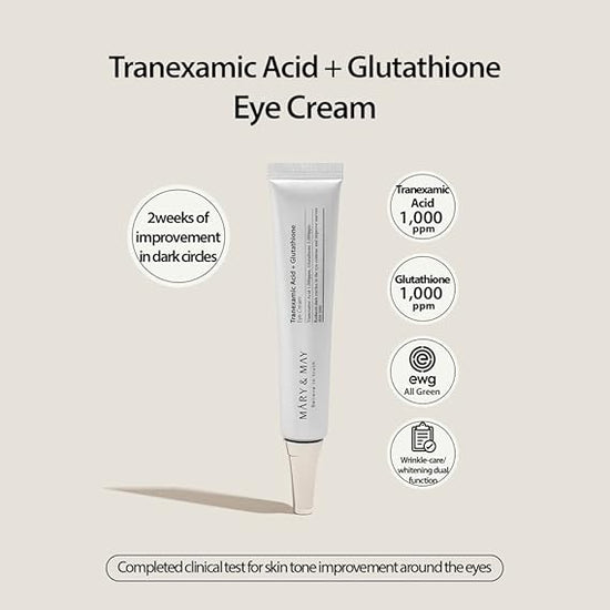 Mary & May eye cream for dark circles with tranexamic acid for reducing dark circles and improving skin tone