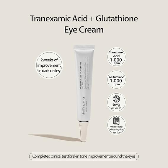 Mary & May eye cream for dark circles with tranexamic acid for reducing dark circles and improving skin tone