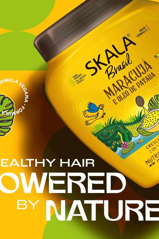 SKALA Brasil Banana Bacuri treatment cream in a vibrant yellow jar for healthy hair care