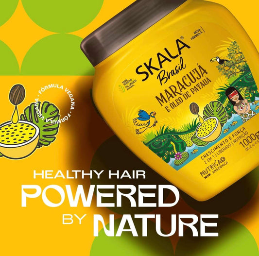 SKALA Brasil Banana Bacuri treatment cream in a vibrant yellow jar for healthy hair care