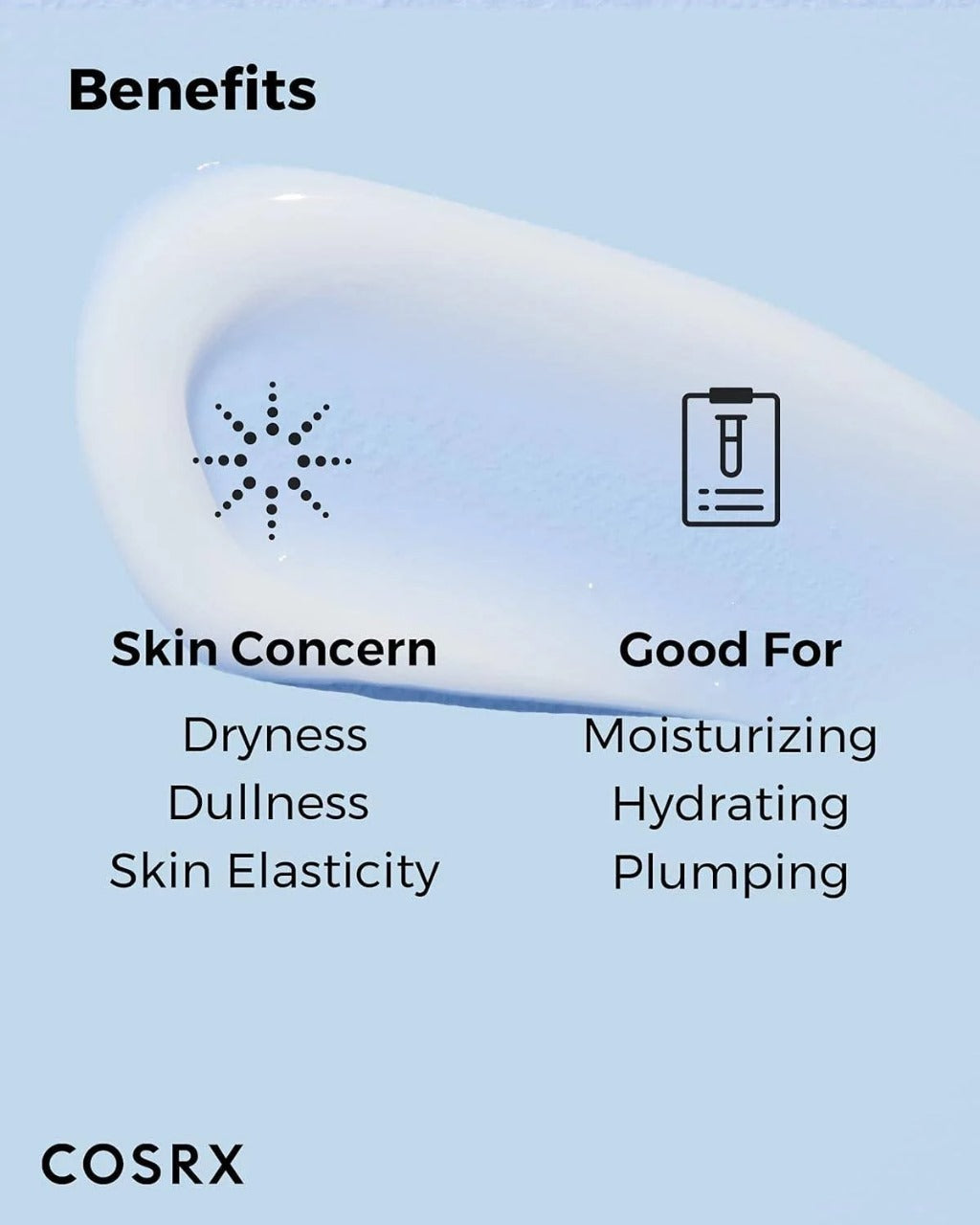 COSRX Hyaluronic Acid Cream in a creamy texture, ideal for moisturizing and hydrating skin elasticity